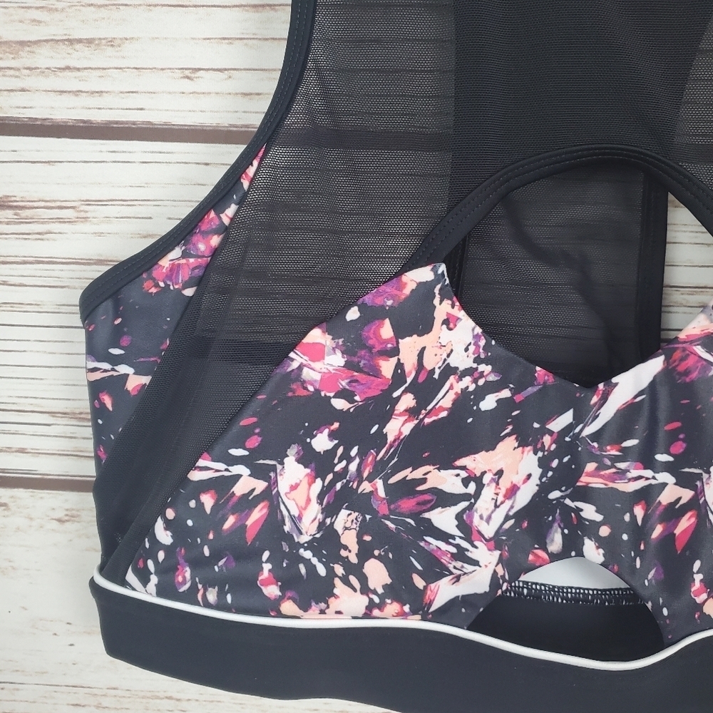 Wicked Weasel Womens Large Sexy 717 Electra Pink Print & Black Sports Bra #77 - Picture 3 of 10